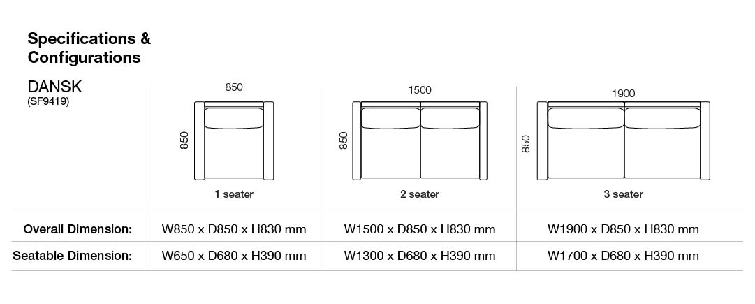 Dansk Sofa spec drawing